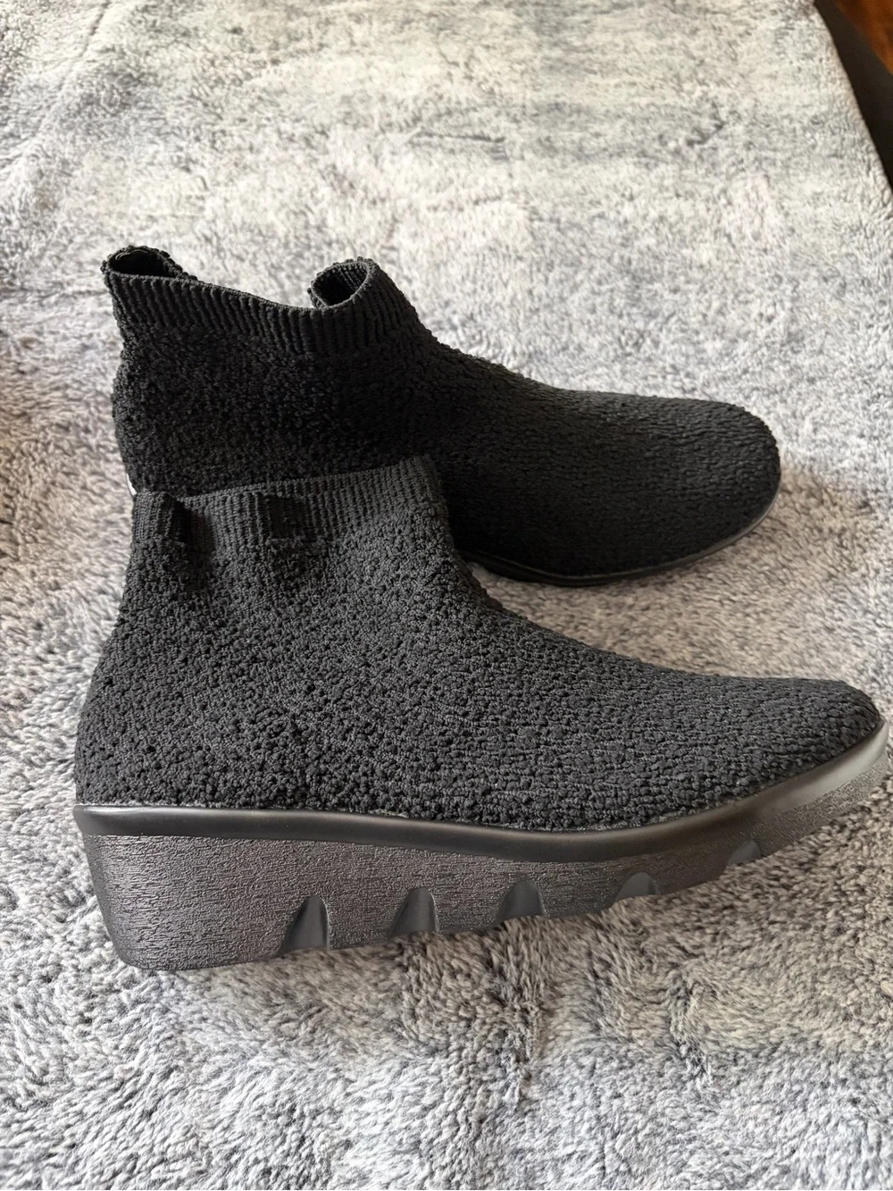 bernie mev. Women's Black Knit Wedge Sock Booties